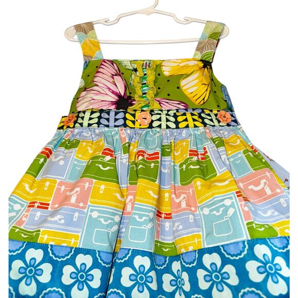 Matilda Jane Suitcase Butterfly Apron Dress Girls Size 6 Tiered Circus Floral - Picture 2 of 12